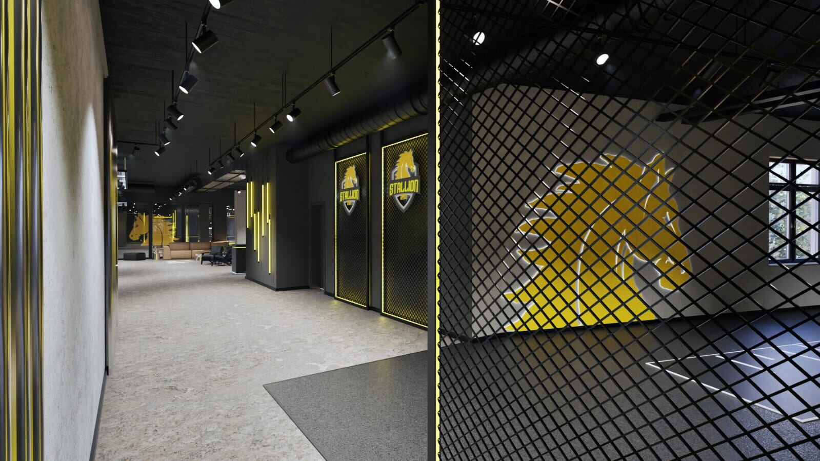 Korridor und Cage Detail im STALLION GYM